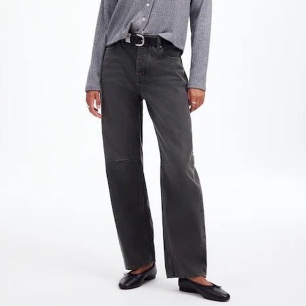 Madewell The Darted Barrel-Leg Jean Curved Olenda Wash Black Rigid Size 29